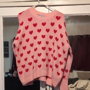 CeCe Pink Sweater with Red Heart Design
